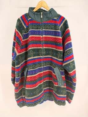 Timberland Vintage 90s Southwestern Aztec Sherpa Fleece Jacket Geometric
